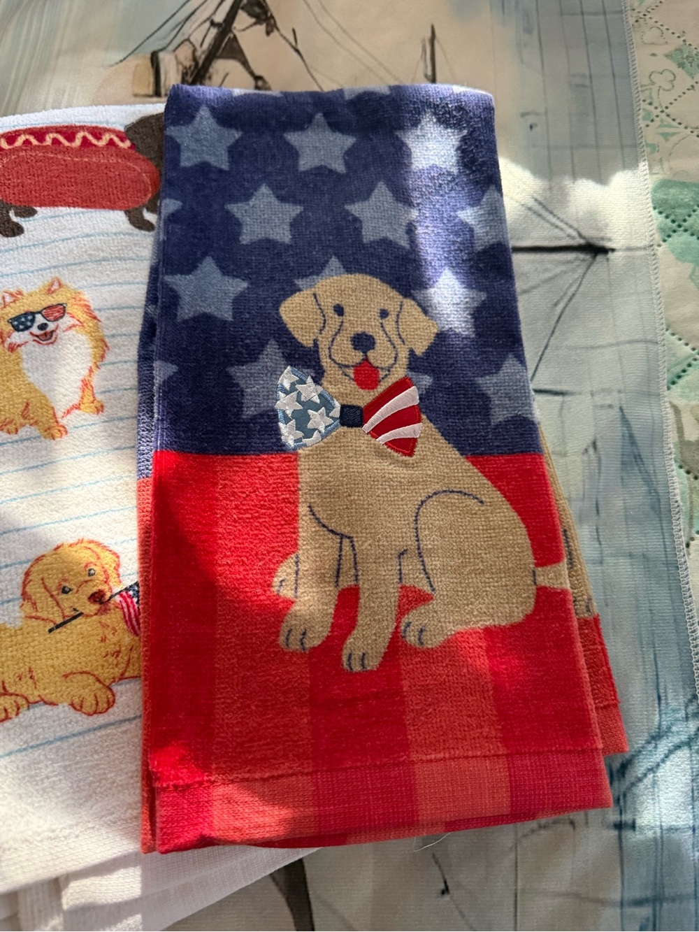 New Set of 4 Patriotic Dog Hand Towels